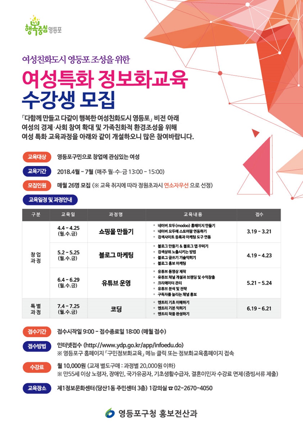 영등포구, '쇼핑몰 창업 성공법' 진행