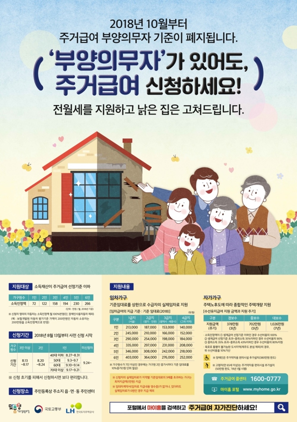 부양의무자 있어도 주거급여 신청하세요!