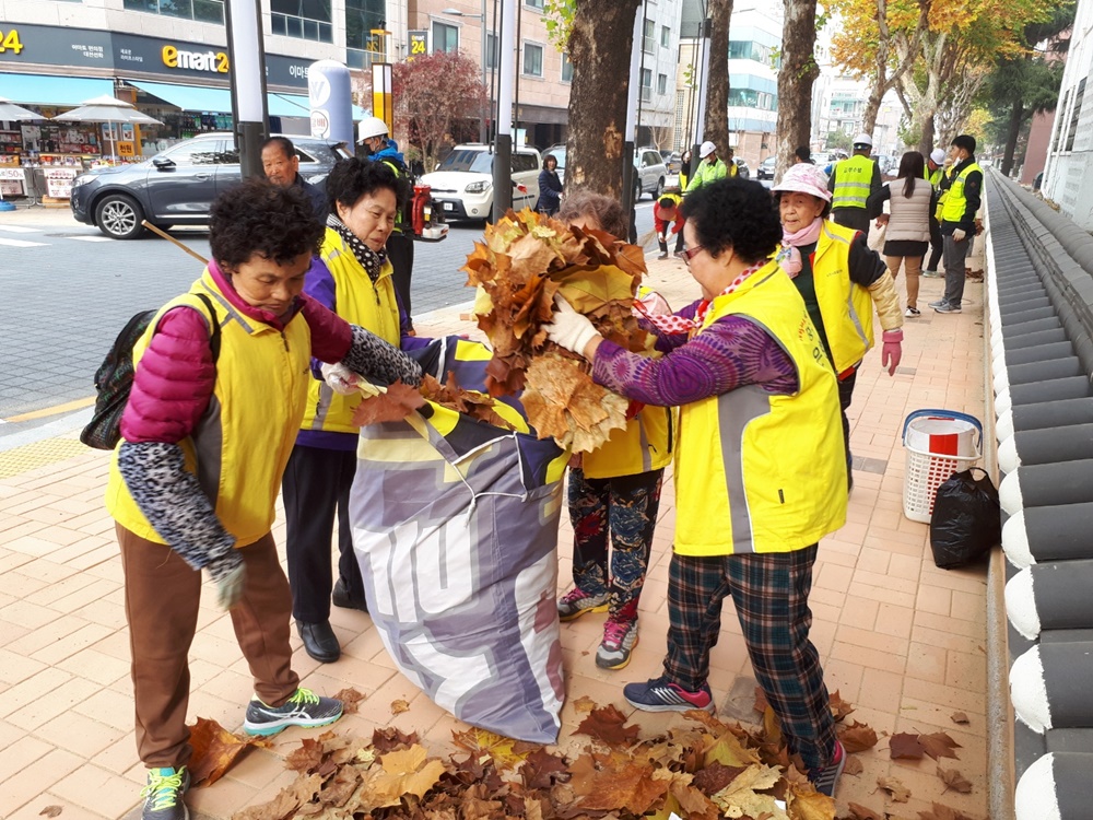 대전 중구, 거리의 낙엽쓰레기 수거 총력