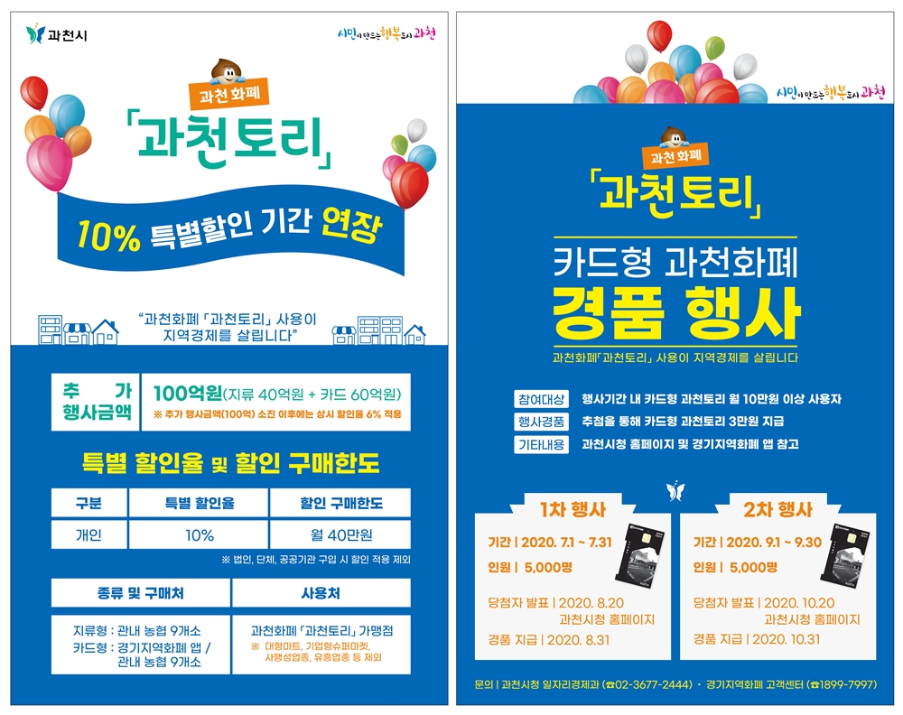 과천시, ‘과천토리’ 100억원 규모 10% 특별할인 판매 기간 연장