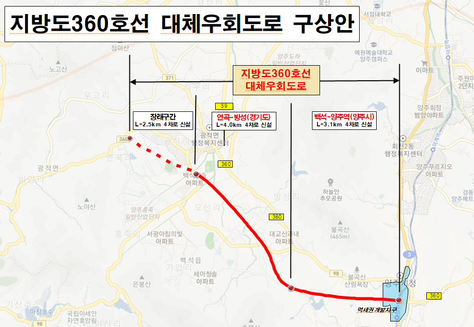 양주시, 지방도 360호선 우회도로 건설 탄력… 상습 교통난 해소‘기대’
