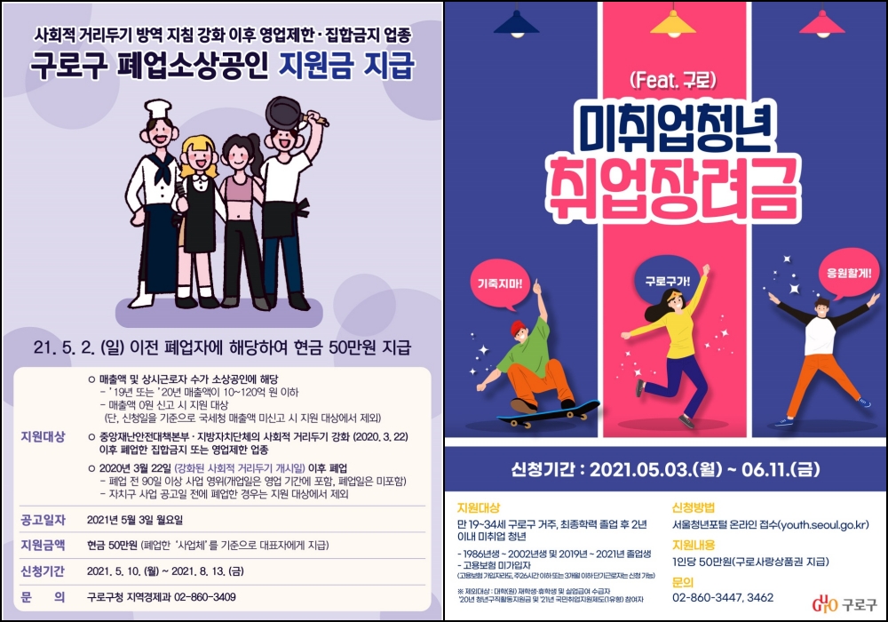 구로구, 미취업청년‧폐업 소상공인에 50만 원 지원