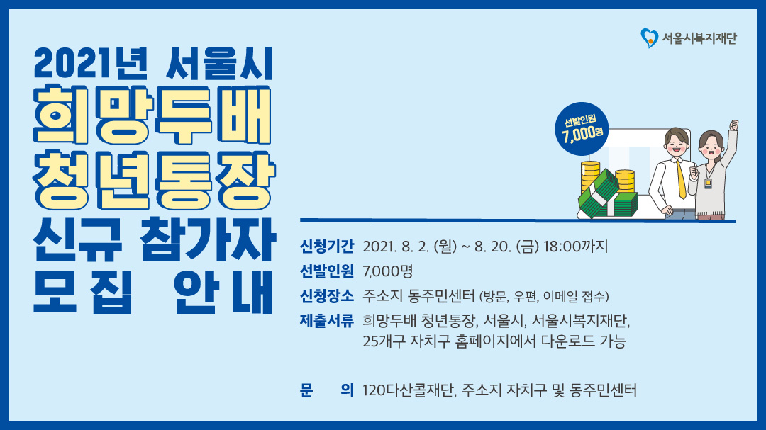 금천구, 희망두배 청년통장 신규 가입자 222명 모집