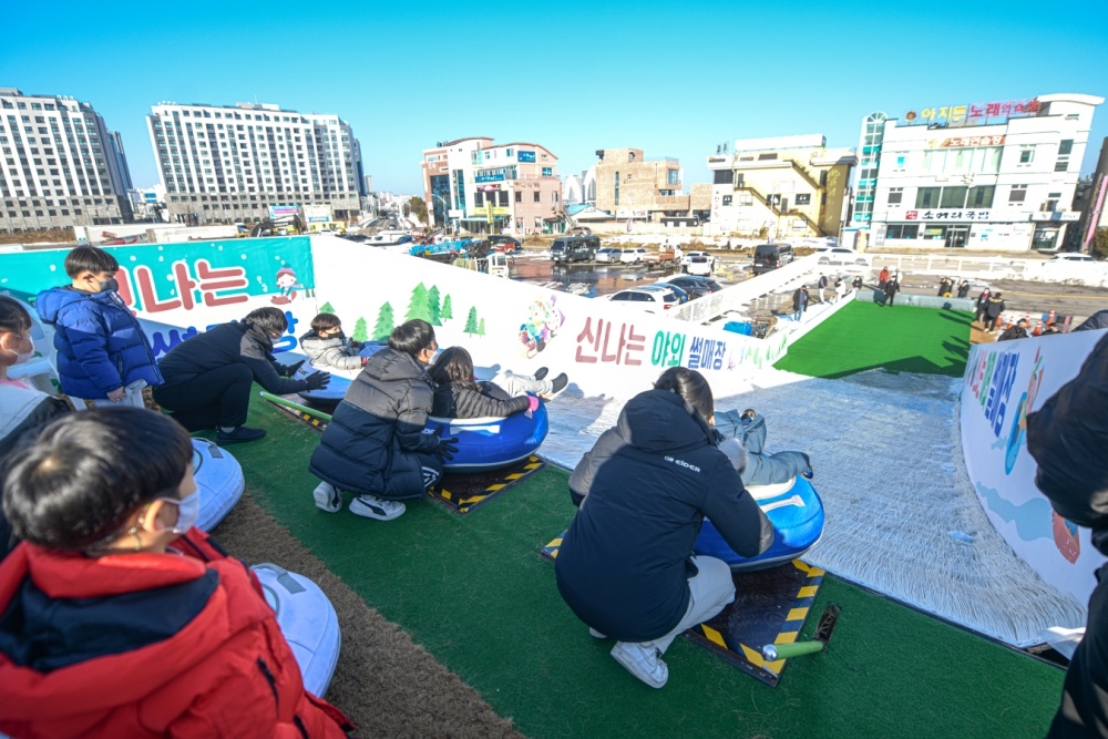 속초시, 엑스포 야외 썰매장, 겨울철 아이들에게 인기