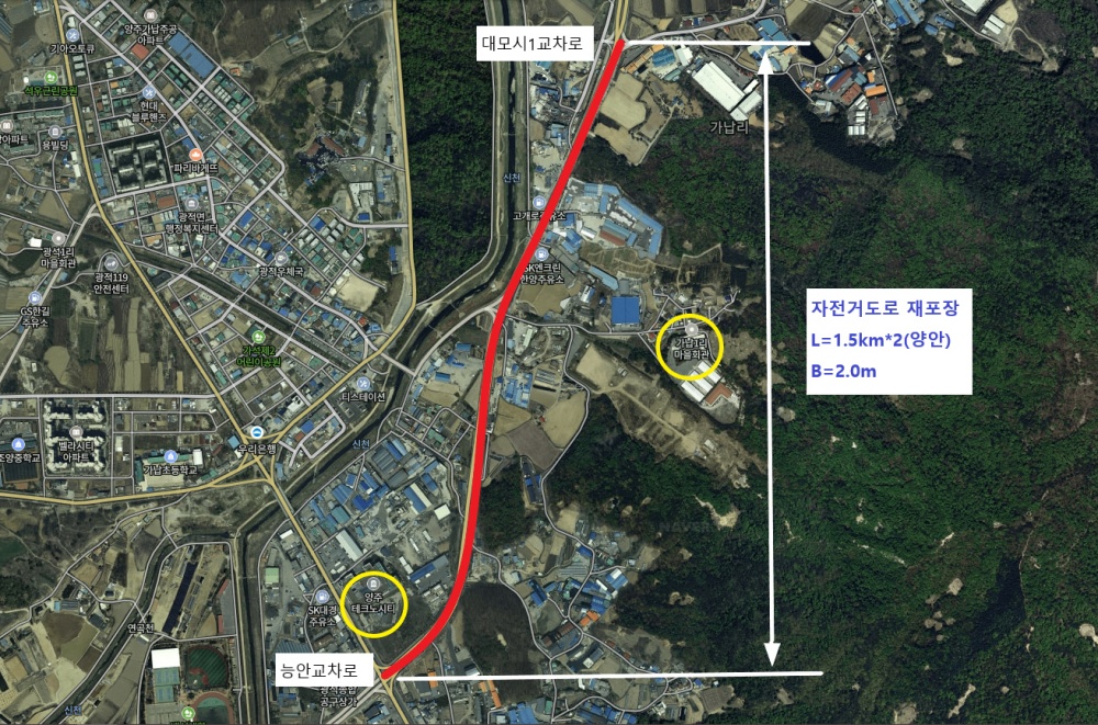 양주시, 지방도 375호선 일원 자전거도로 재포장 정비공사 추진
