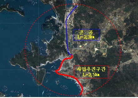 통영시, 산양 삼거리~중화항 도로구간 4차선 확정