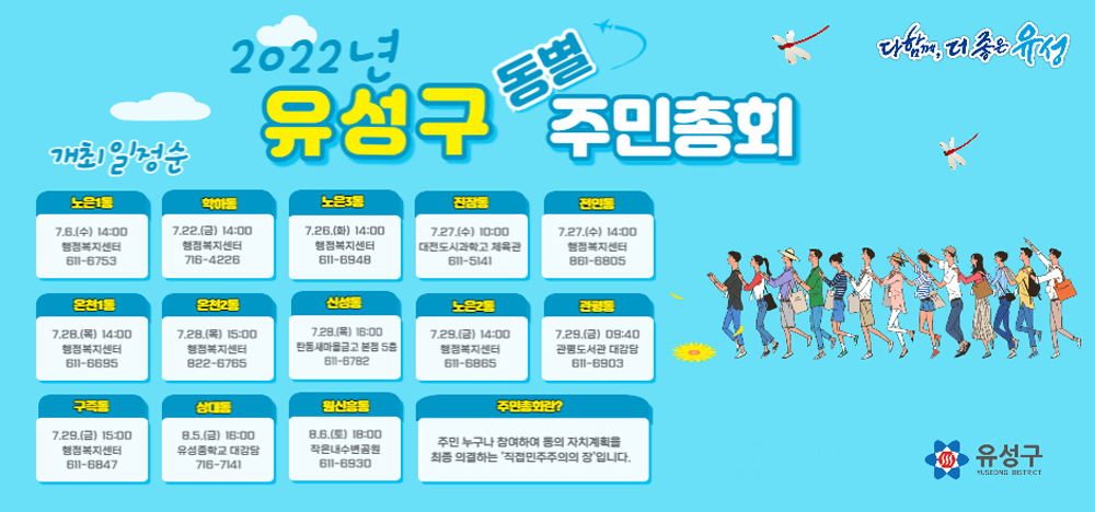 대전 유성구, 주민참여예산 사업선정을 위한 13개 동 주민총회 개최