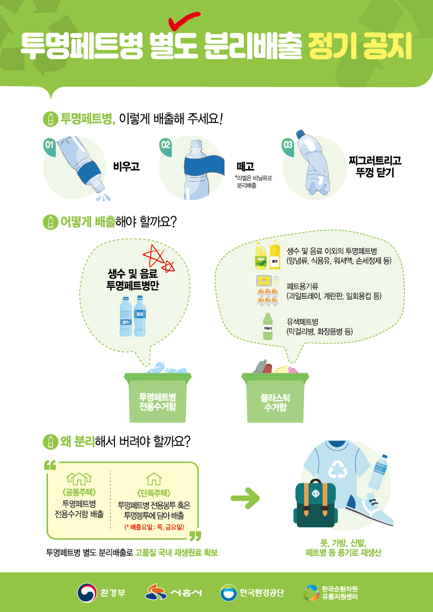 시흥시, “투명페트병 배출 정확히 해주세요”