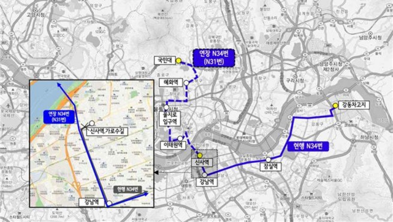 서울 강동구, 올빼미버스 N31(구 N34 연장) 운행