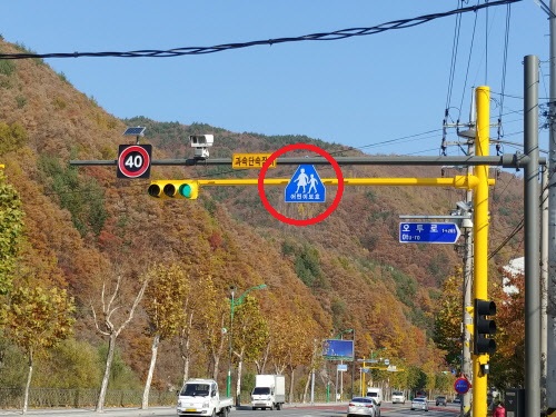 태백시, 어린이보호구역 태양광 LED 교통표지판 설치