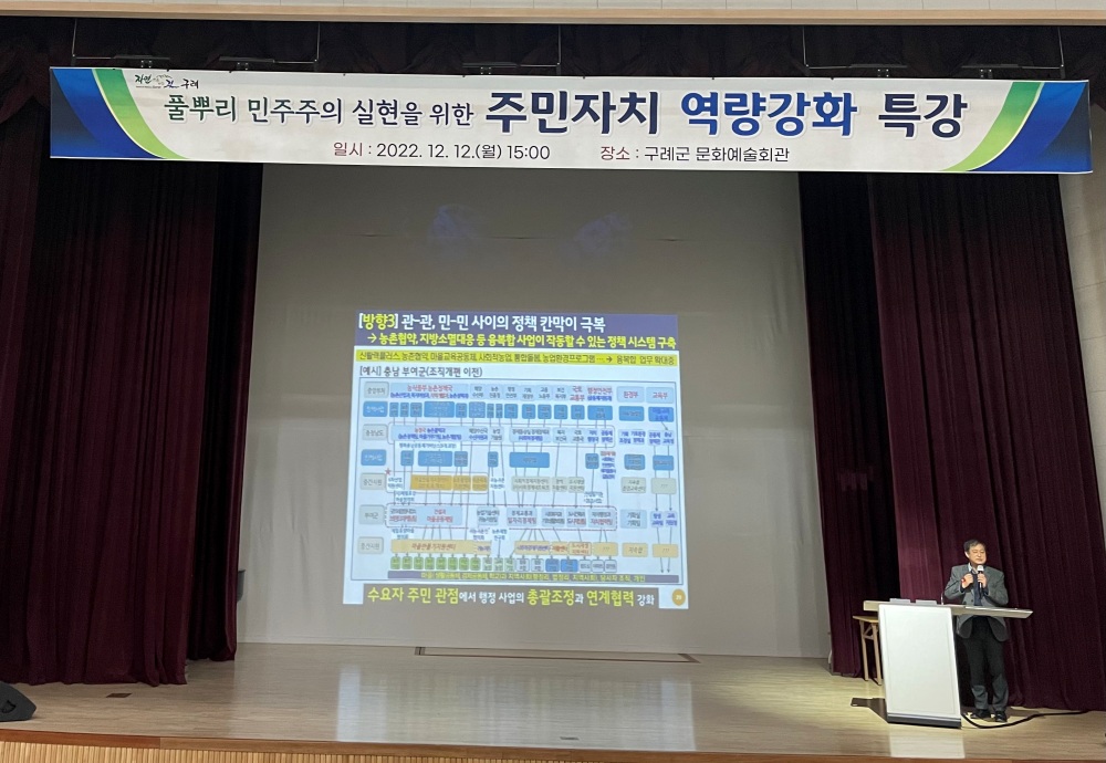 구례군, ‘풀뿌리 민주주의 실현을 위한 주민자치 역량 강화 특강’개최