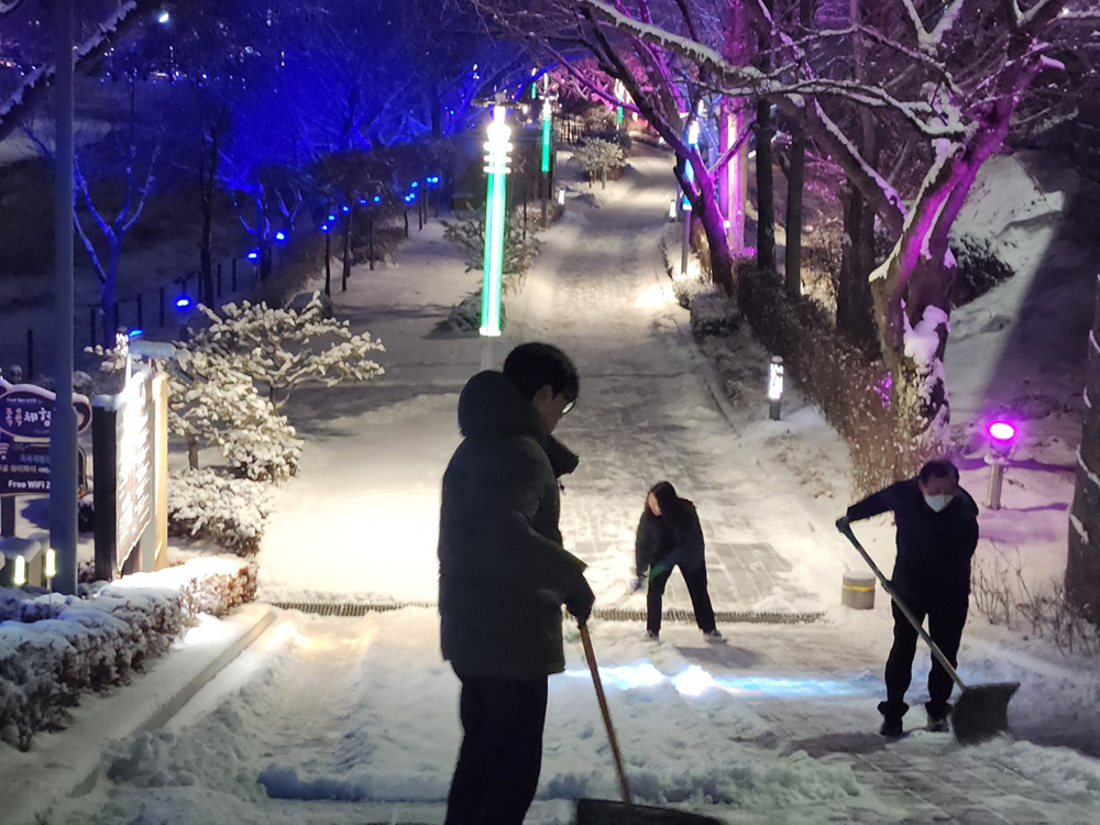 충주시, 기록적 강설에 전 직원 야간 제설작업 투입
