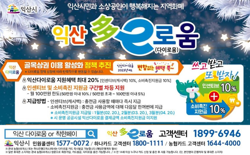 익산시, 익산 多e로움, 올해도 전국 최대 혜택 쭉~