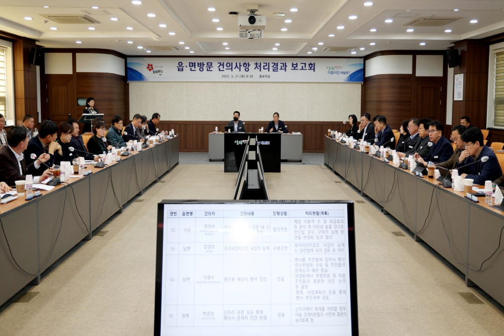 태안군, '군민 건의사항' 점검하고 철저한 추진 당부