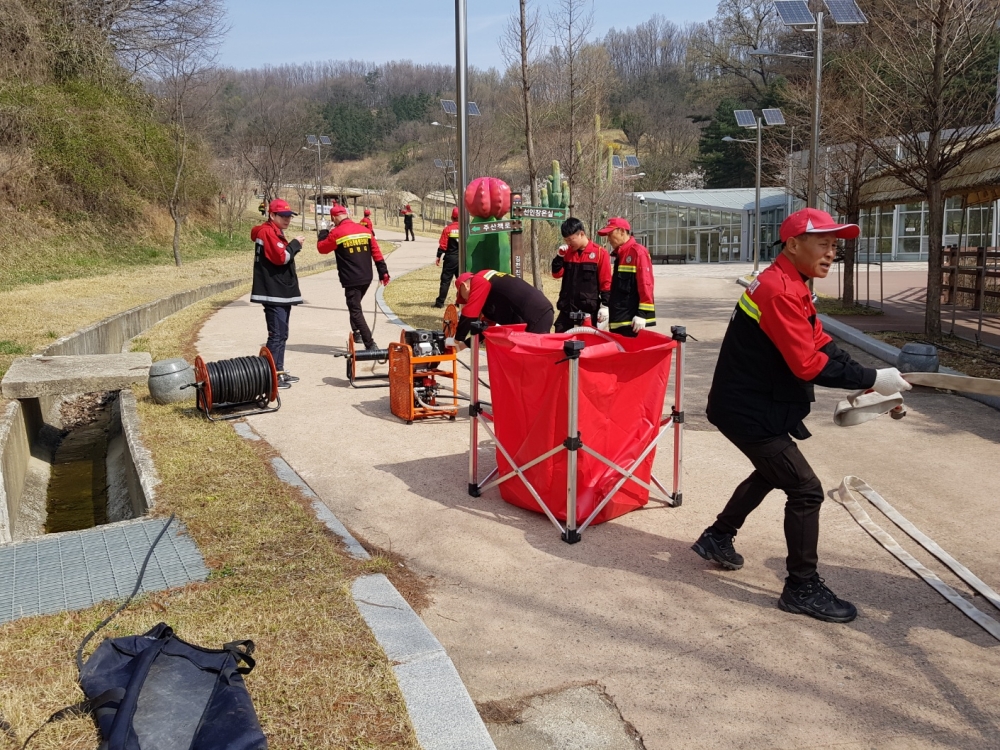 김천시, 산불 진화 훈련 실시