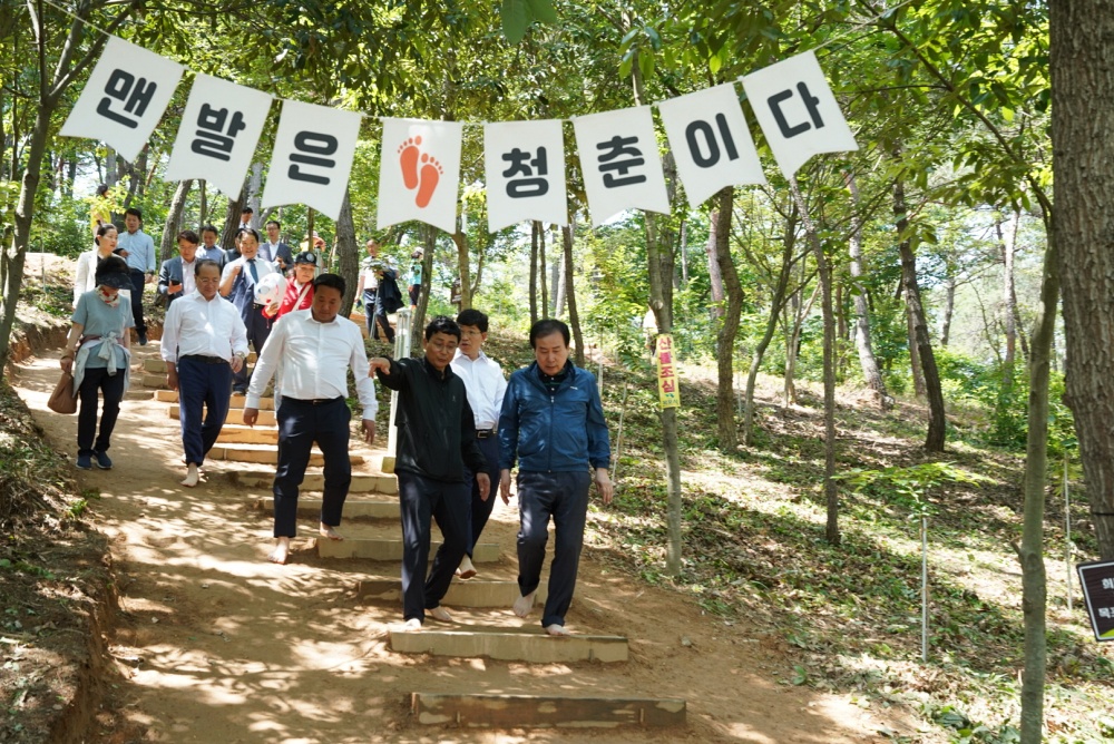 목포시, 소나무 황토 맨발길 걷기 체험행사 가져
