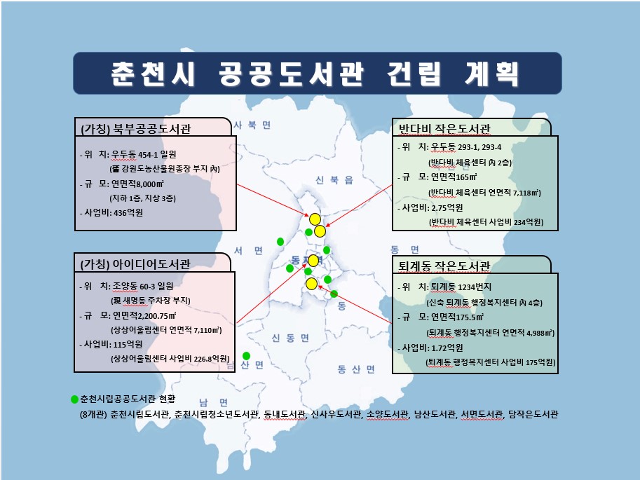 춘천시, 2027년까지 4개 도서관 추가 개관 목표