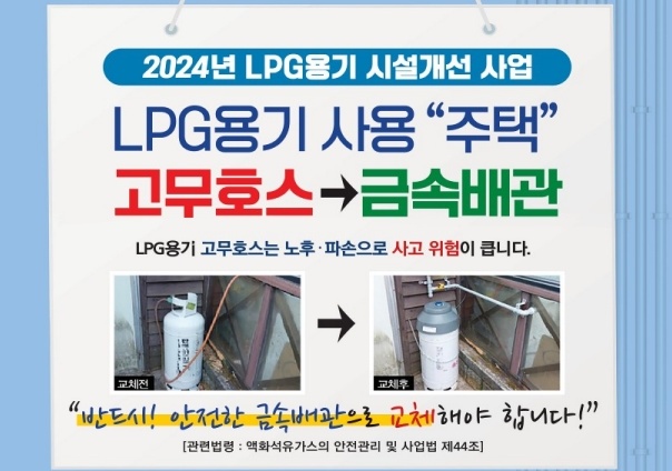 양양군, LPG 사용 250가구 금속배관 교체 추진