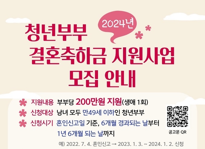 순천시 청년 부부, 혼인신고하면 200만 원 받는다!