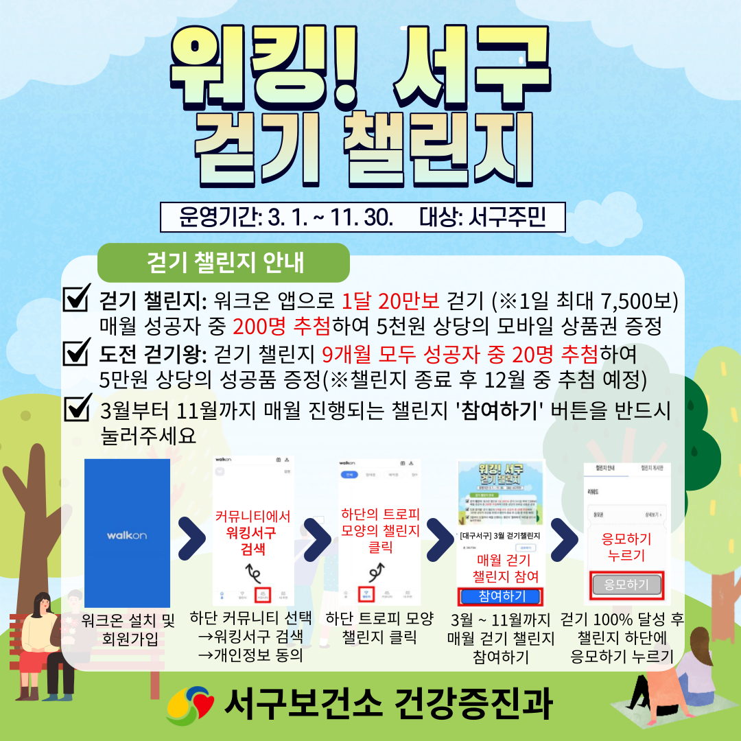 대구 서구, '워킹! 서구 걷기 챌린지' 3월부터 개최