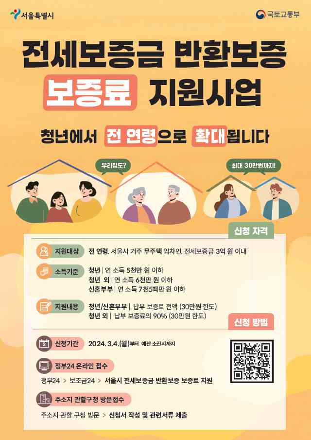 금천구, 전세보증금반환보증료 지원 모든 연령으로 확대 ‘최대 30만 원’
