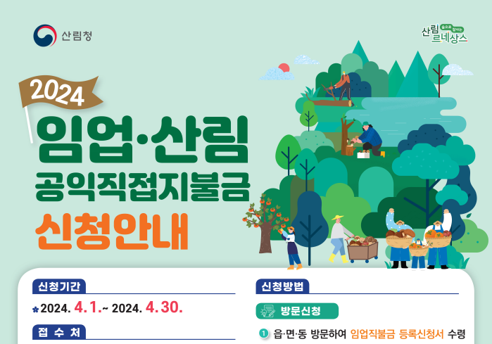 철원군, 2024년 임업ㆍ산림 공익직접지불금 신청·접수