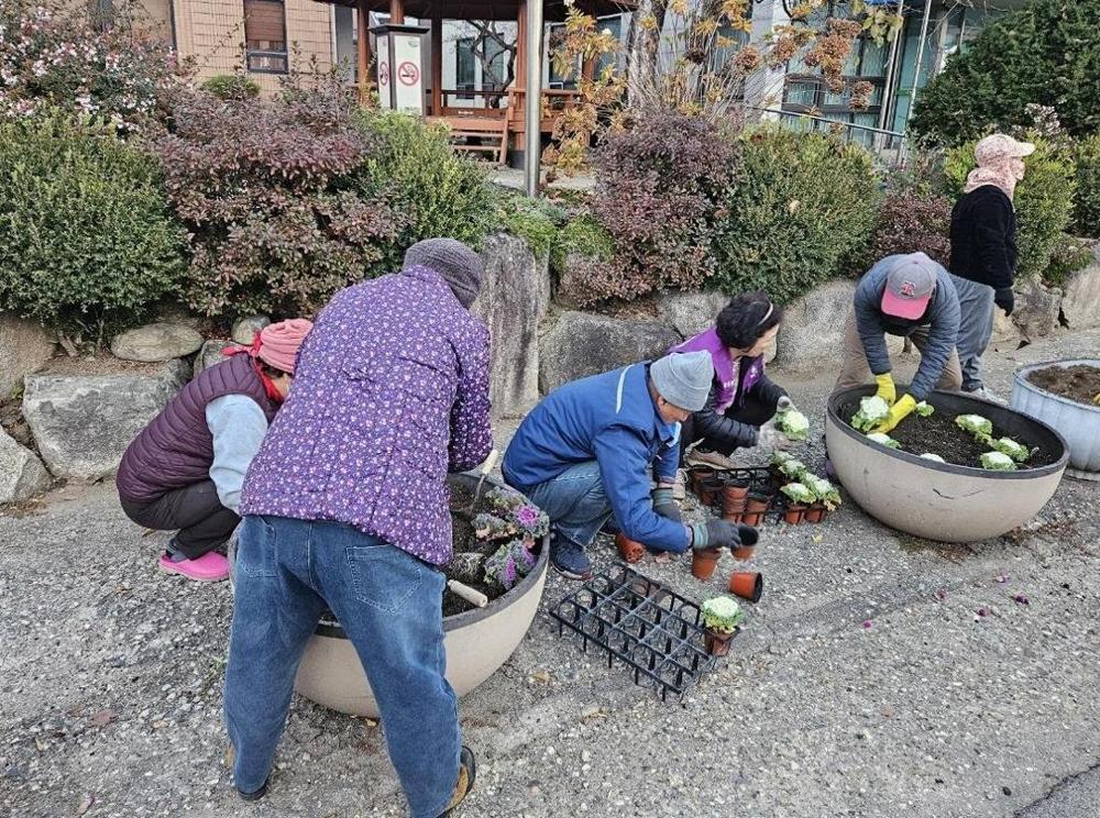 매곡면 주민자치위원회, 버스정류장 꽃화분 가꾸기