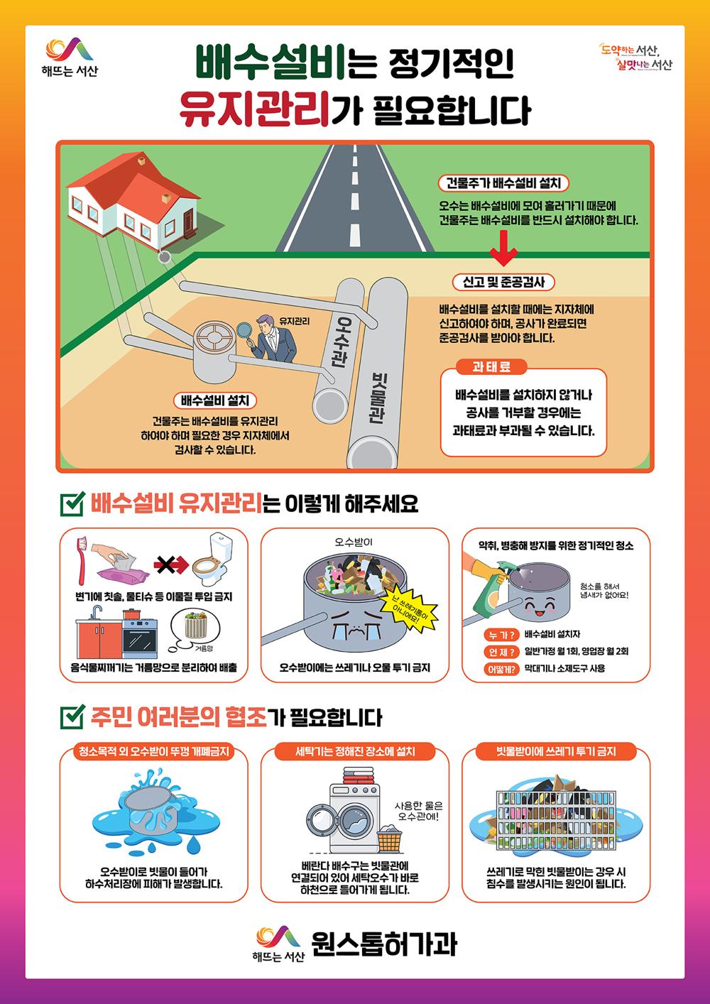 서산시, 배수설비 유지관리 홍보자료 배포