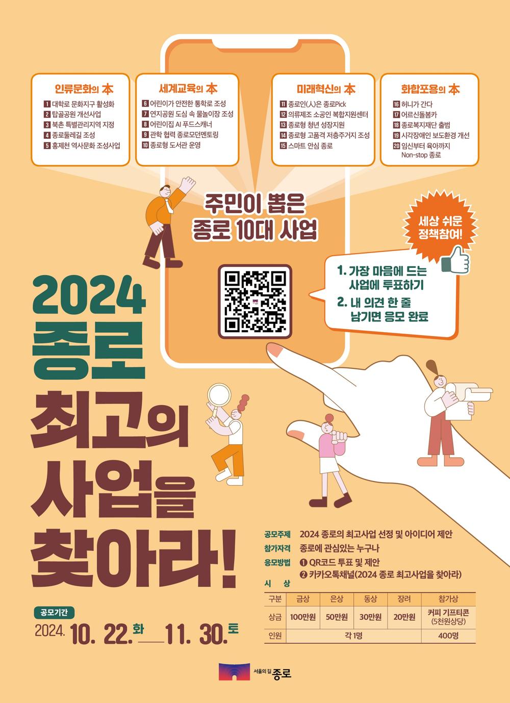 종로구, 2024년 최고의 사업 선호도 조사 실시