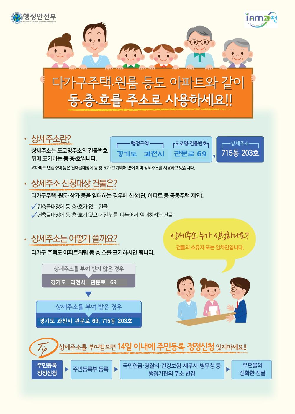 과천시, 다가구주택 임차인 편의 위한 '상세주소 원스톱 서비스' 시행