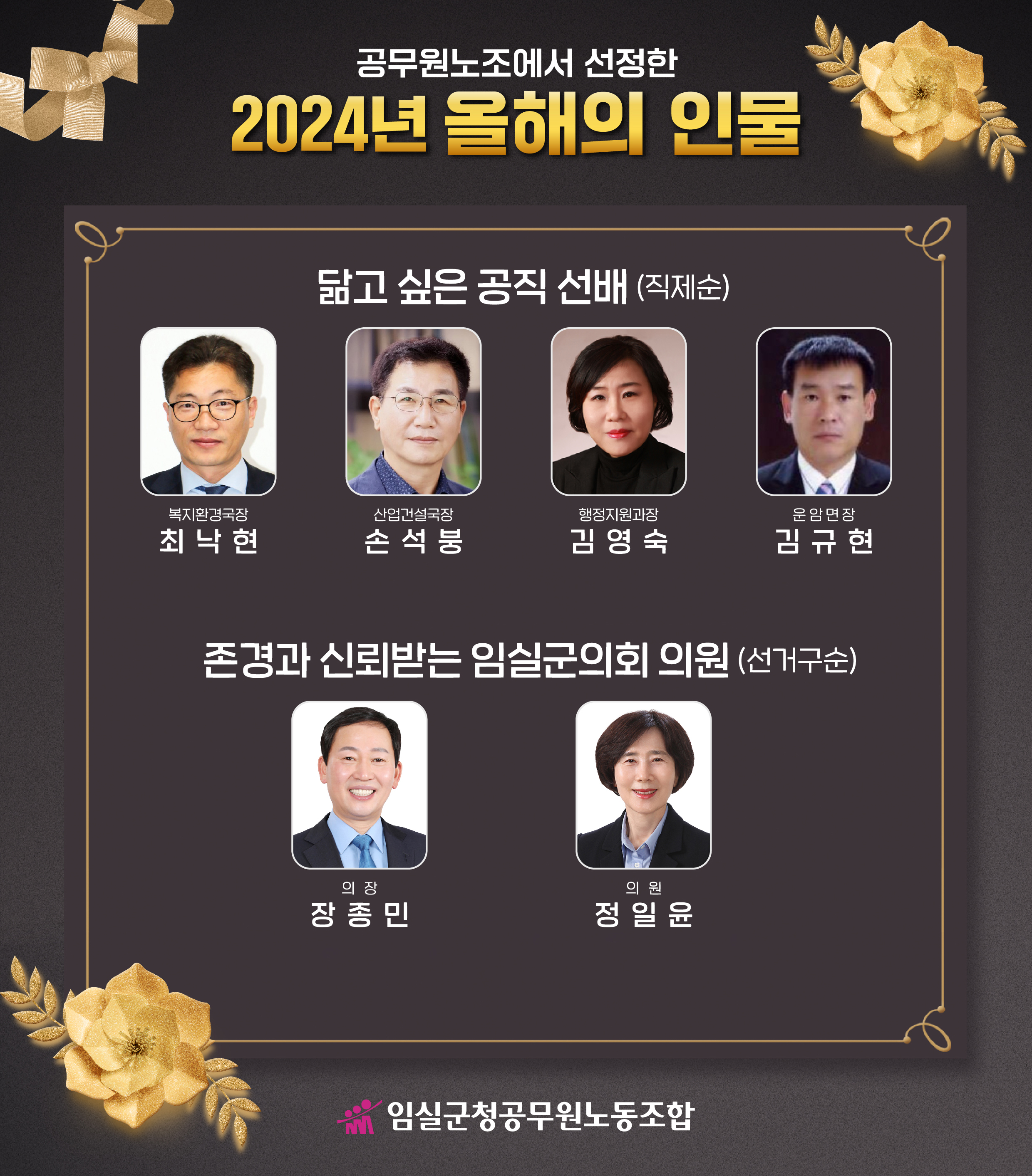 임실군청공무원노동조합, 임실군청 '올해의 인물' 6명 선정