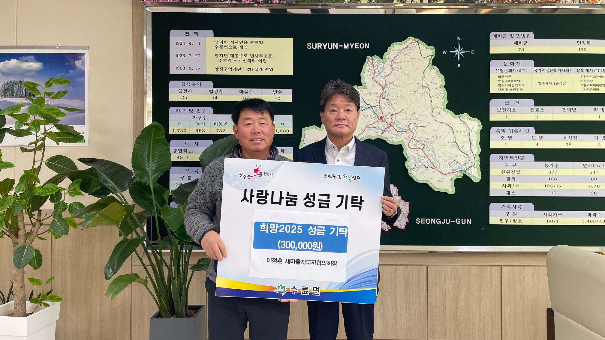 이정훈 수륜면 새마을지도자회장 성금 30만원 기탁