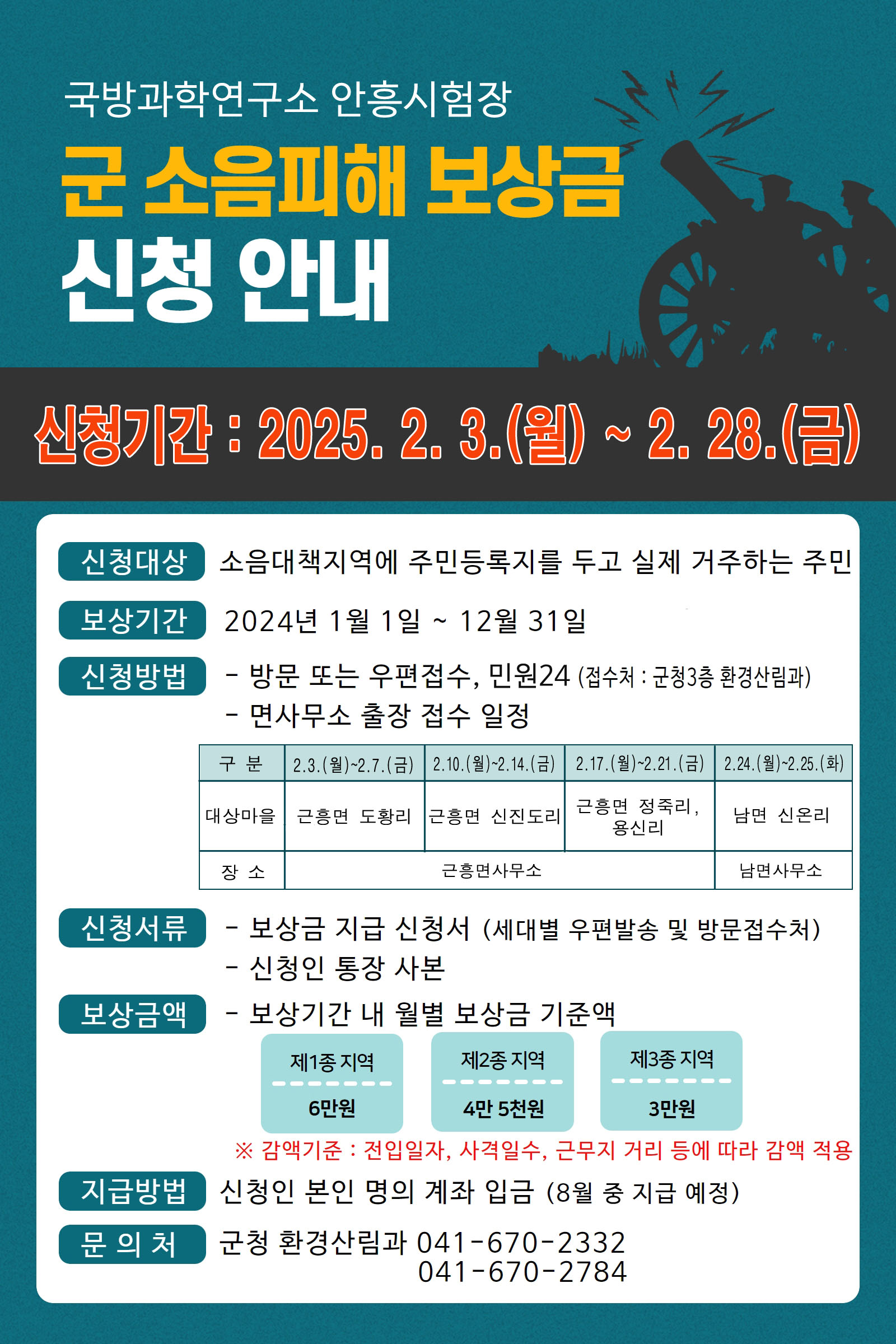 태안군, 국방과학硏 인근 주민 ‘軍 소음피해’ 보상 신청·접수