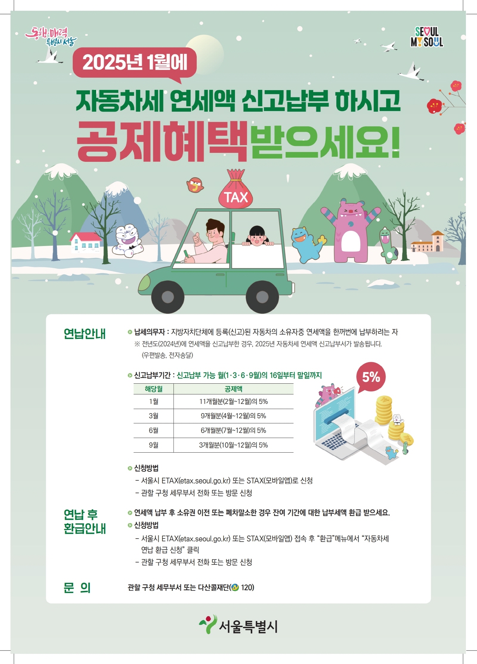 구로구, 2025년 자동차세 1월에 미리 내시고 경감 받으세요