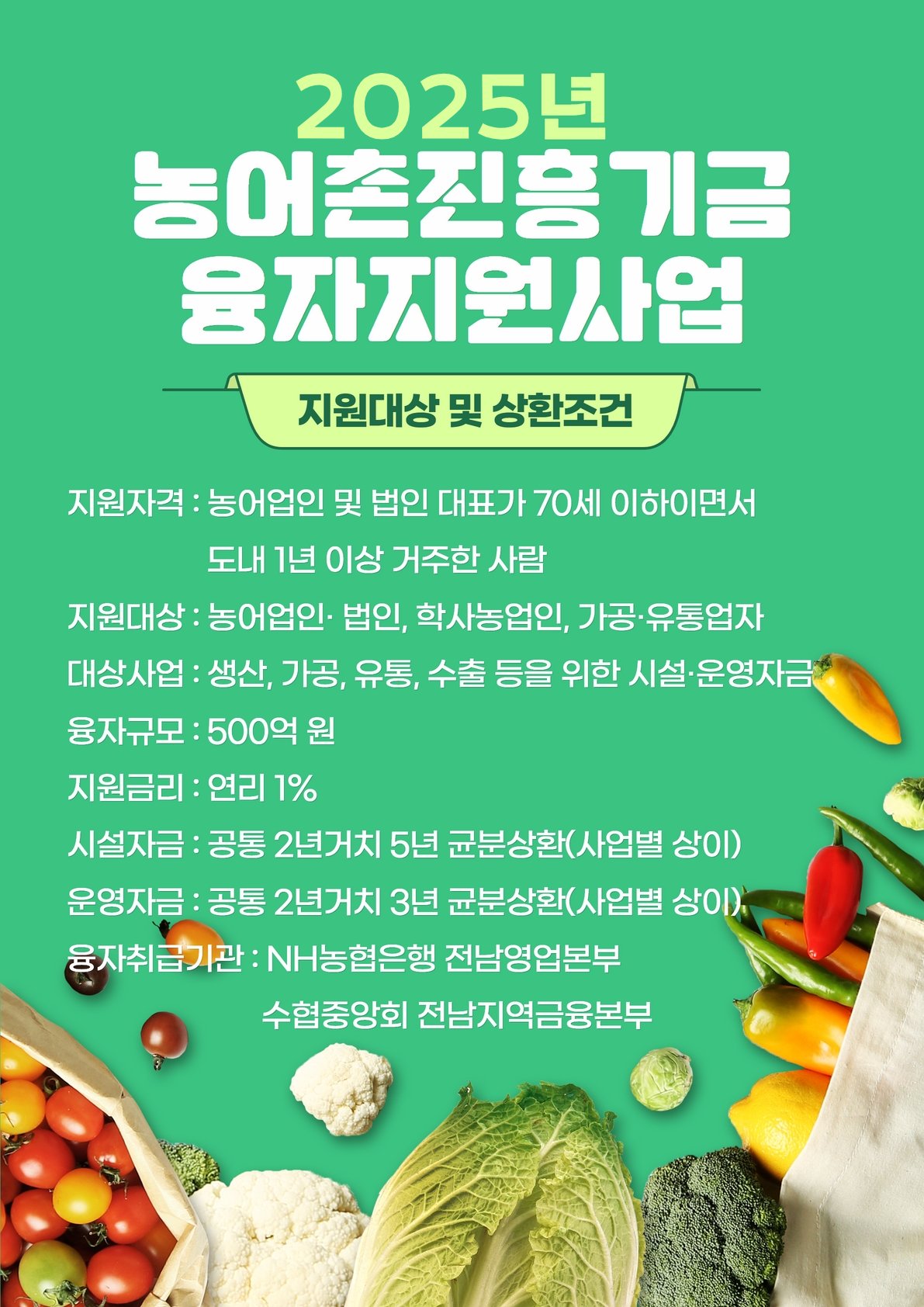 500억 규모 농어촌진흥기금 1% 저리 융자 신청하세요