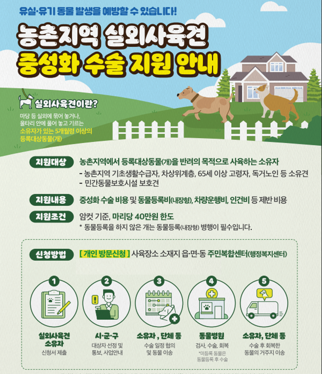 영광군, 실외 사육견 중성화 수술 지원사업 추진