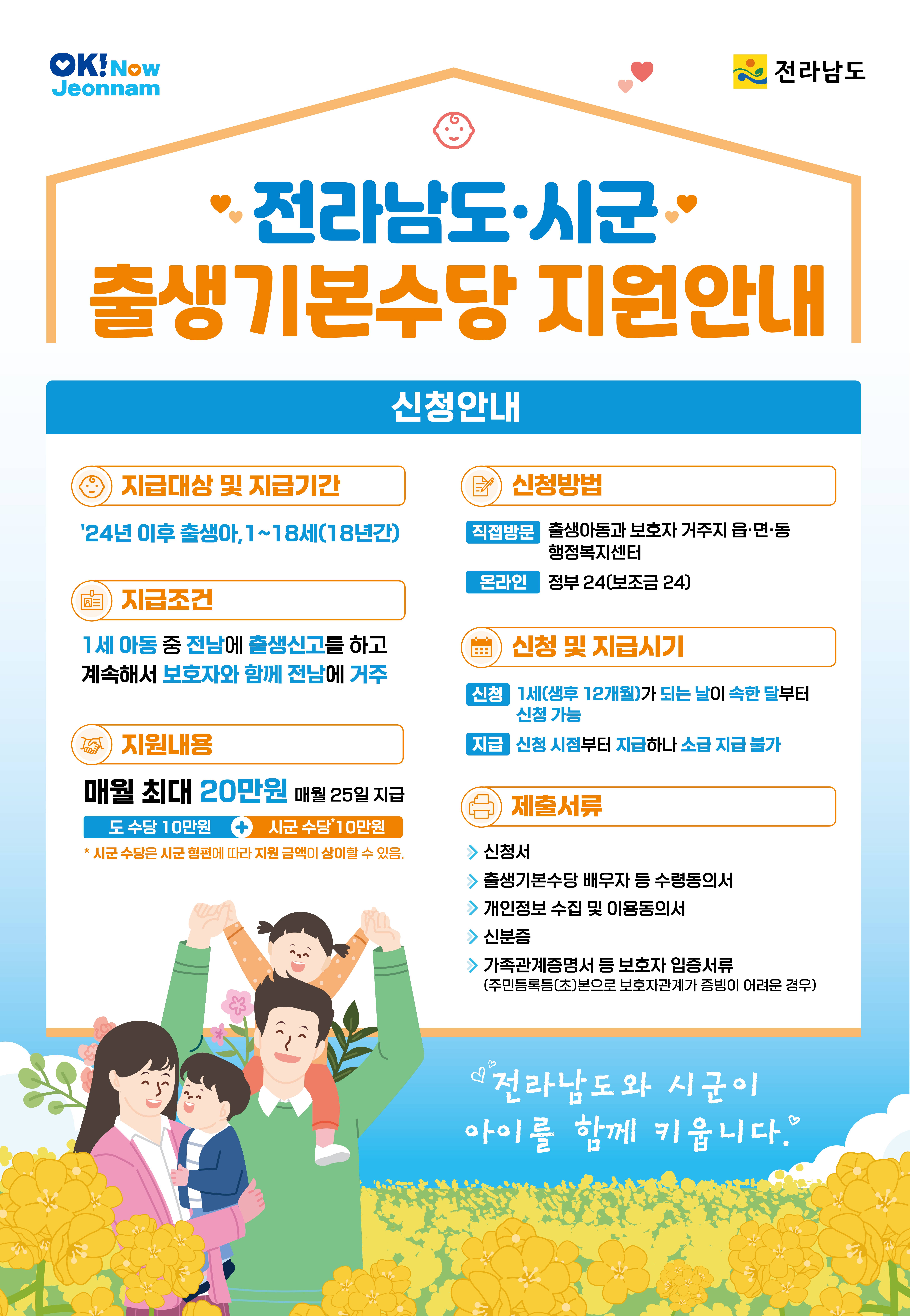 전남도, 2024년 1월 출생아 ‘출생기본수당’ 첫 지급
