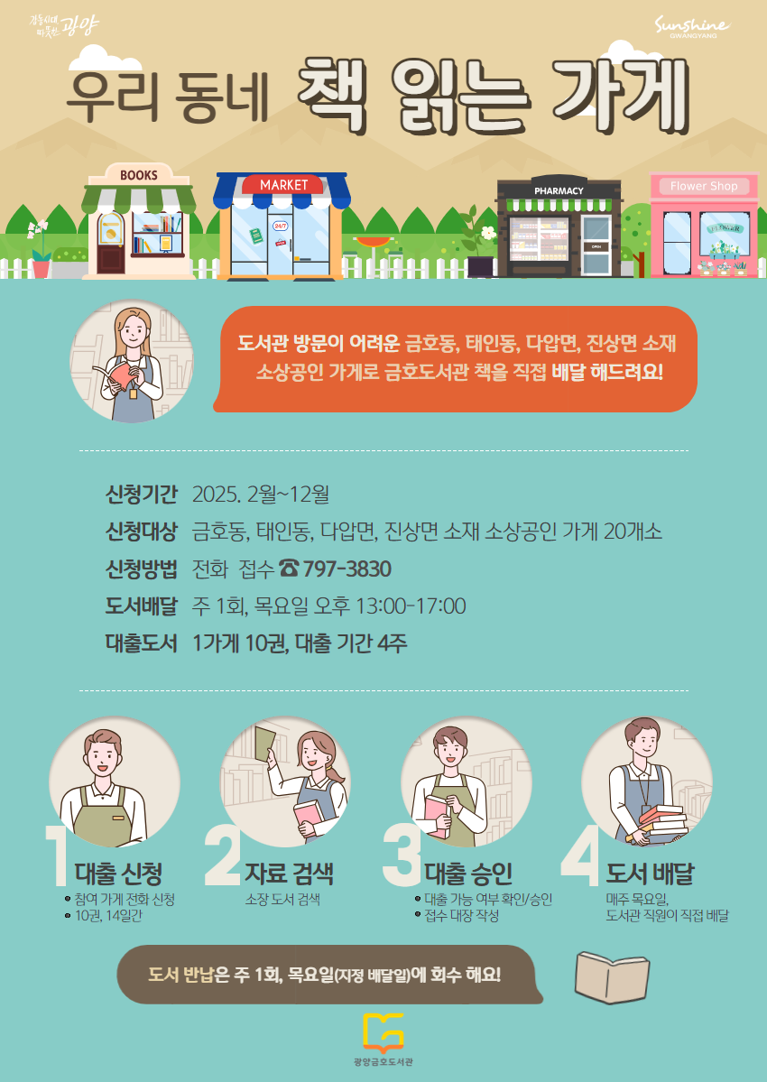 광양시, 소상공인을 위한 책 배달 서비스 「책 읽는 가게」 확대 운영
