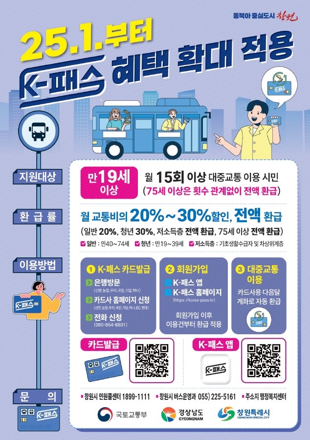 창원특례시, 새해부터 K-패스 혜택 확대 지원 본격 시행