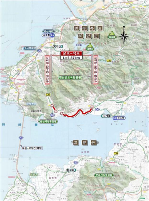 부안군, 국도 30호선 석포~운호 구간 2차선 개량 사업 추진