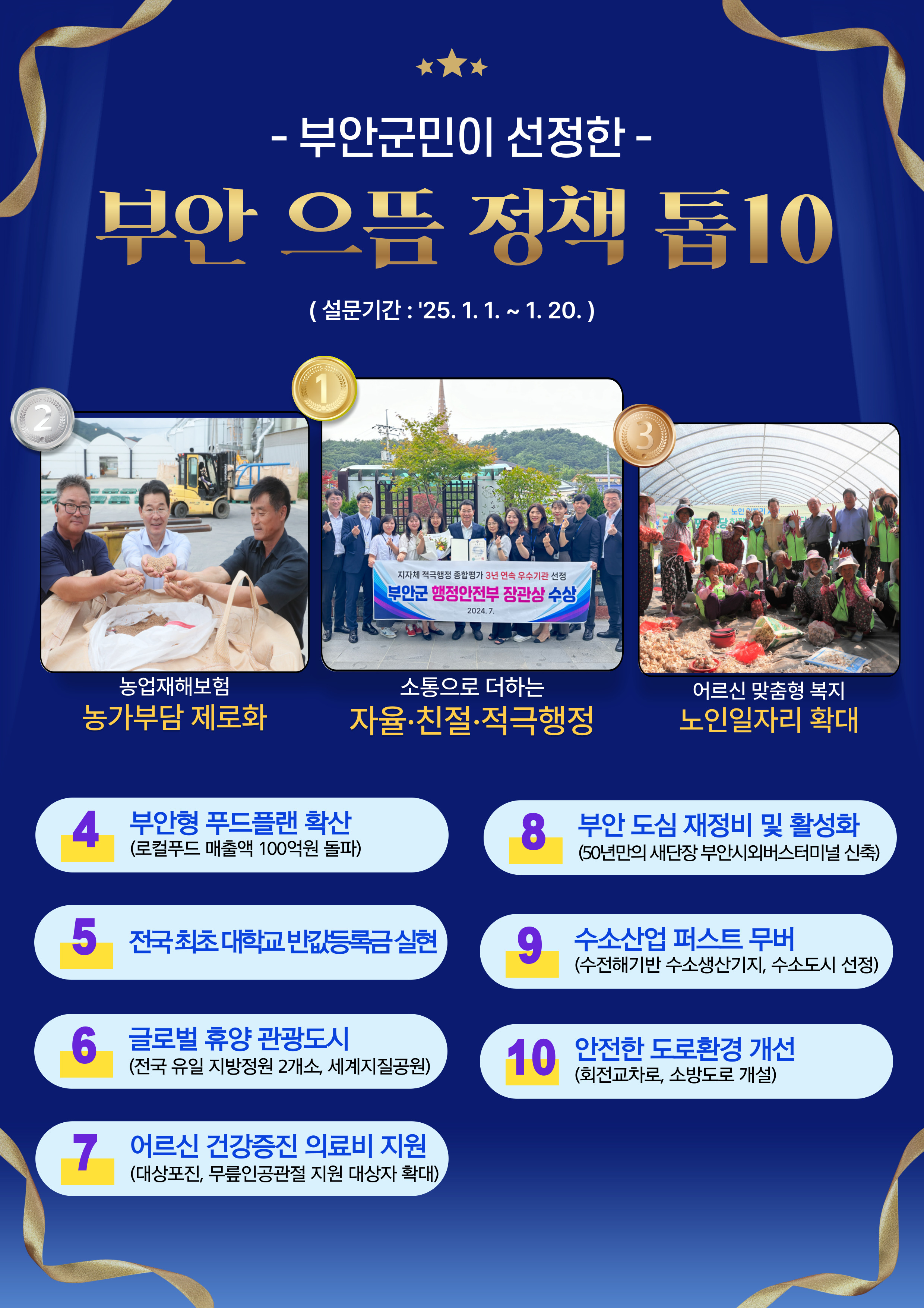 부안군, 부안 으뜸 정책 톱10 선정