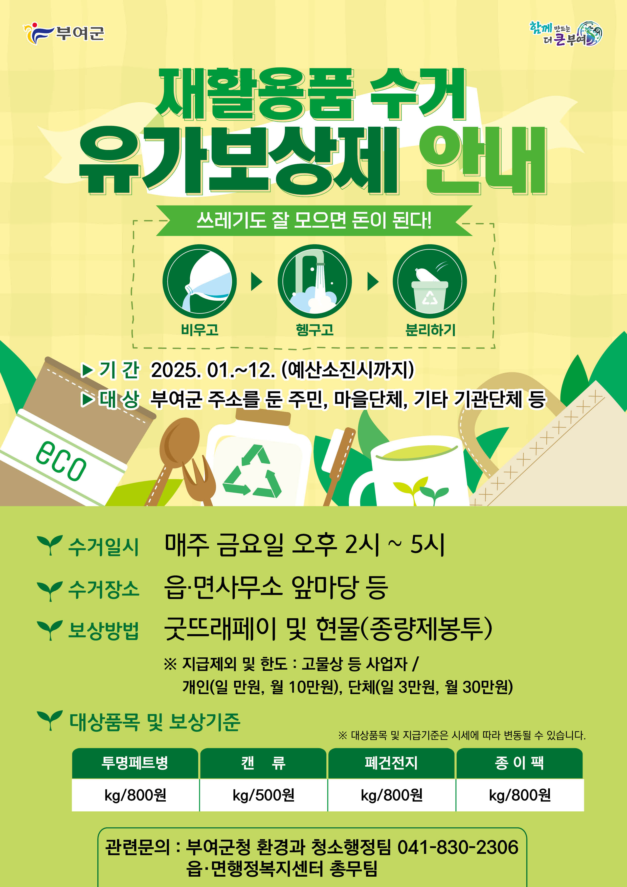 부여군, 재활용품 수거 유가보상제 효과 톡톡