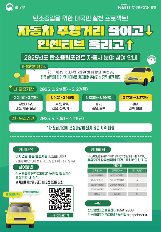군산시, 2025년 자동차 탄소중립포인트제 참여자 모집