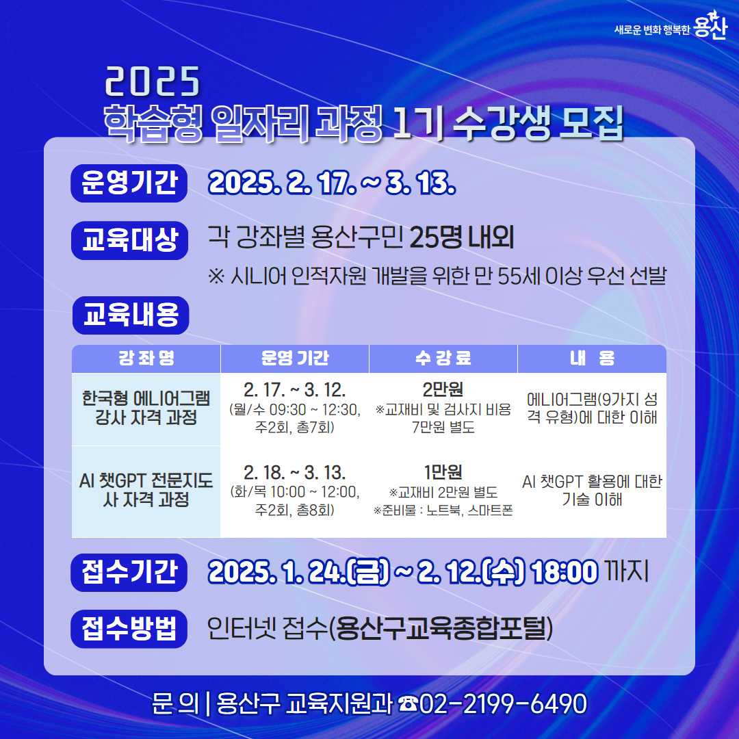 용산구, 학습형 일자리 1기 과정 운영
