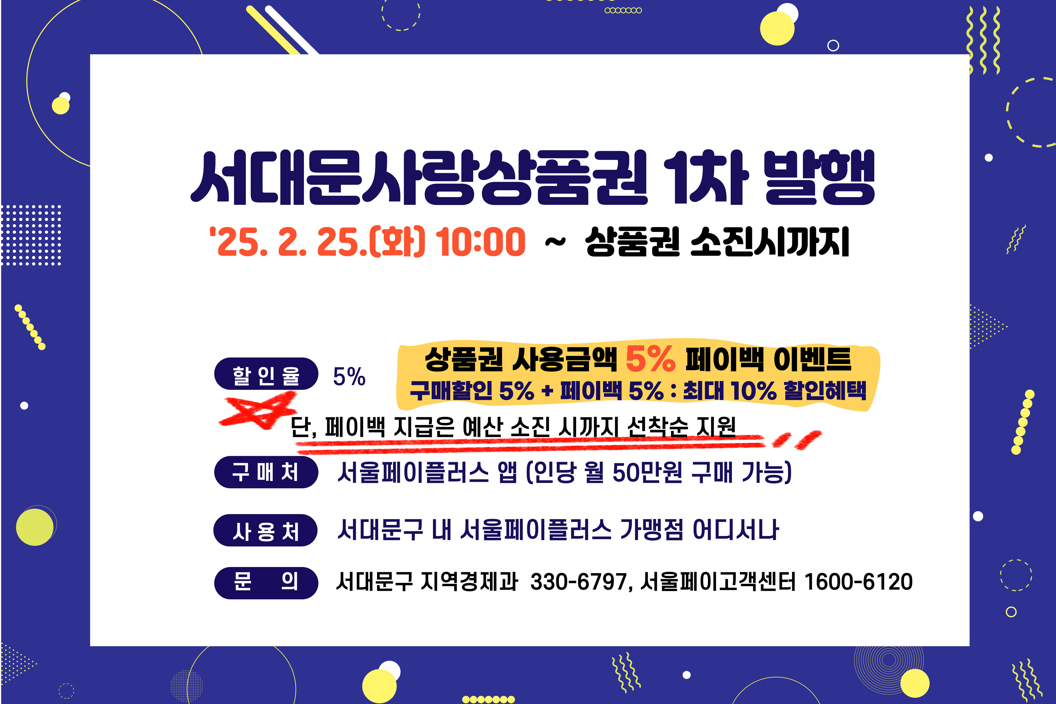 기다린 만큼 더 반갑다! 최대 10% 할인 서대문사랑상품권 발행
