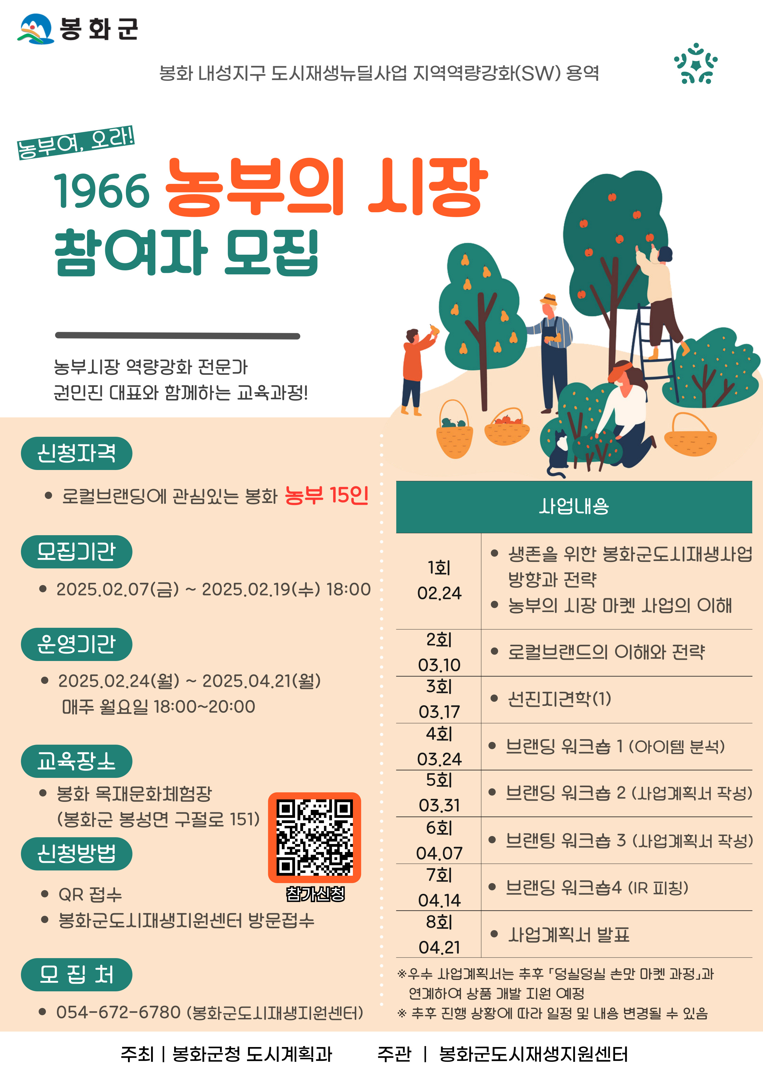 봉화군, ‘1966 농부의 시장’ 교육대상자 오는 19일까지 모집