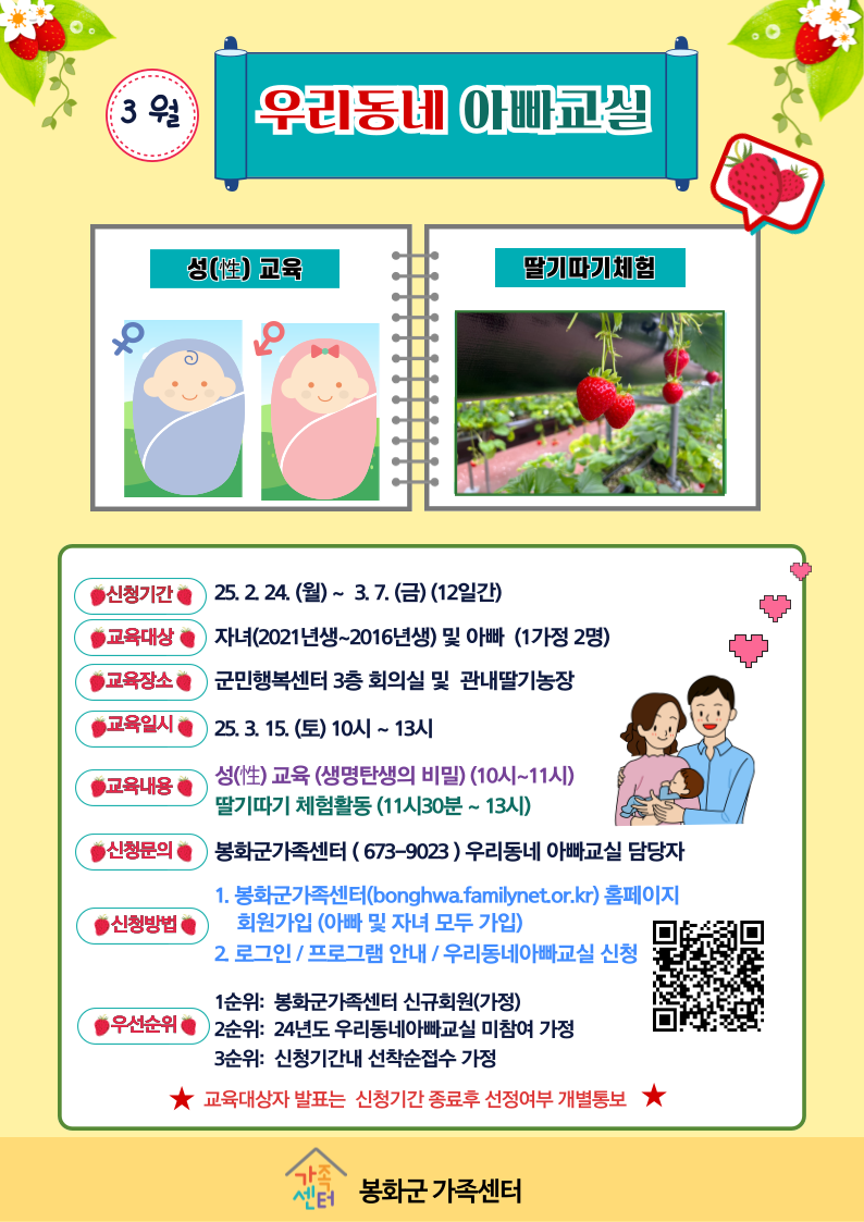봉화군가족센터, 우리동네 아빠교실 프로그램 참여 접수 받아