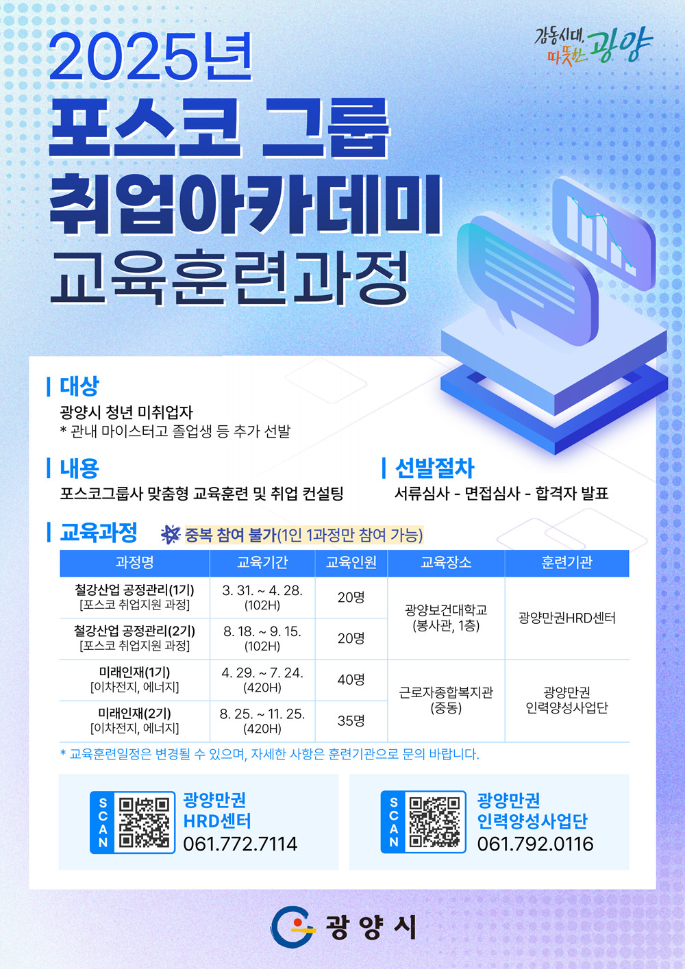 광양시, 2025년 포스코그룹 취업아카데미 확대 운영
