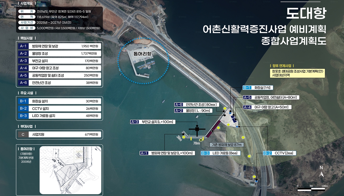 무안군, 청계면 도대항 어촌신활력증진사업 공모 선정… 총사업비 50억원 확보