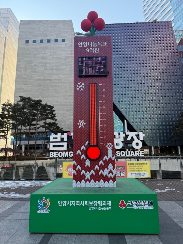 ‘경제 한파 이겨낸’ 안양시 사랑의 온도탑, 9억 2300만원 모금…102도 달성